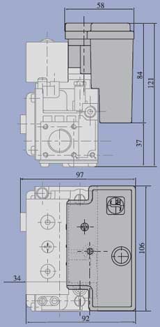 Dimensiuni electrovalva sit (mm)
